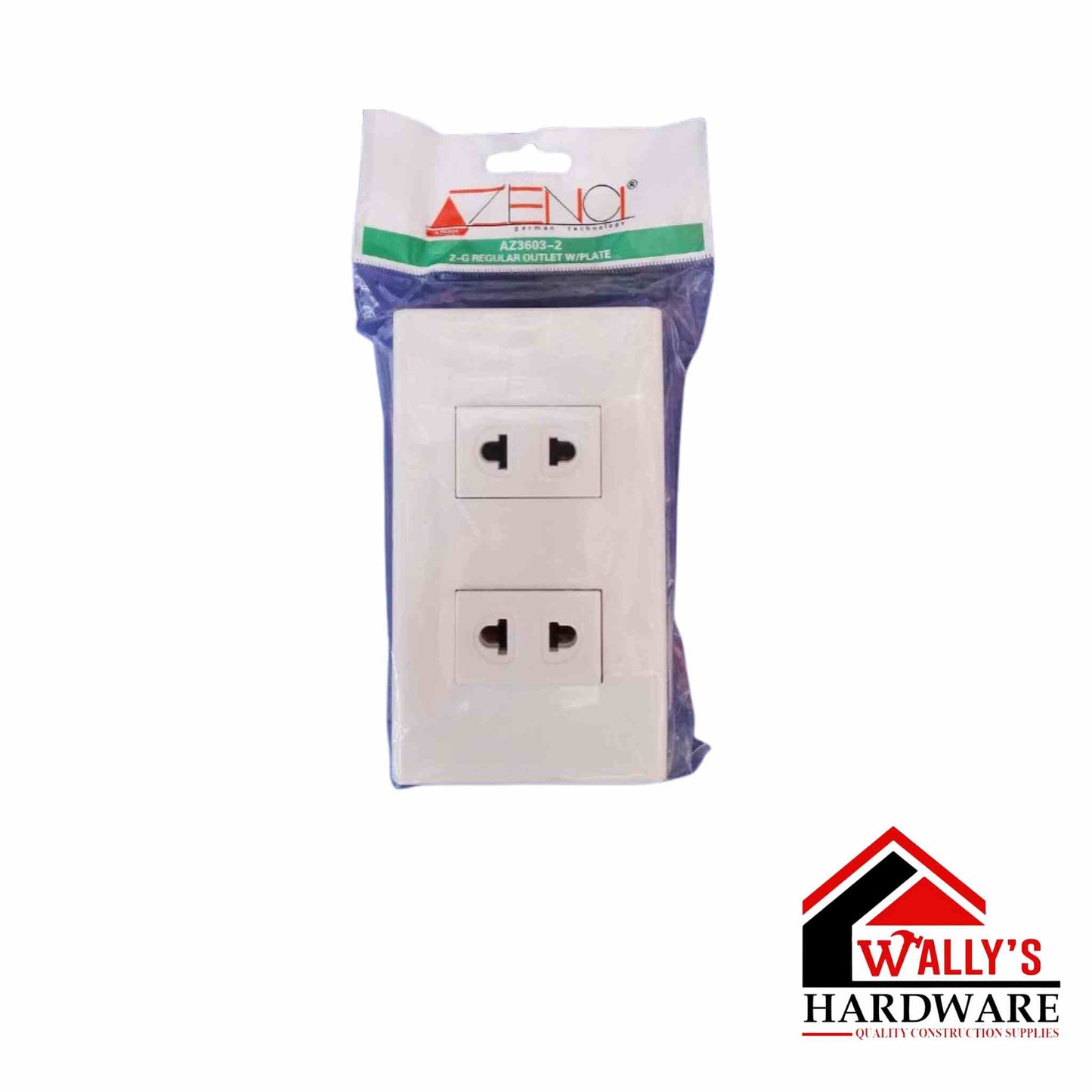 Azena Duplex Universal Outlet With Ground With Plate X 10 PCS