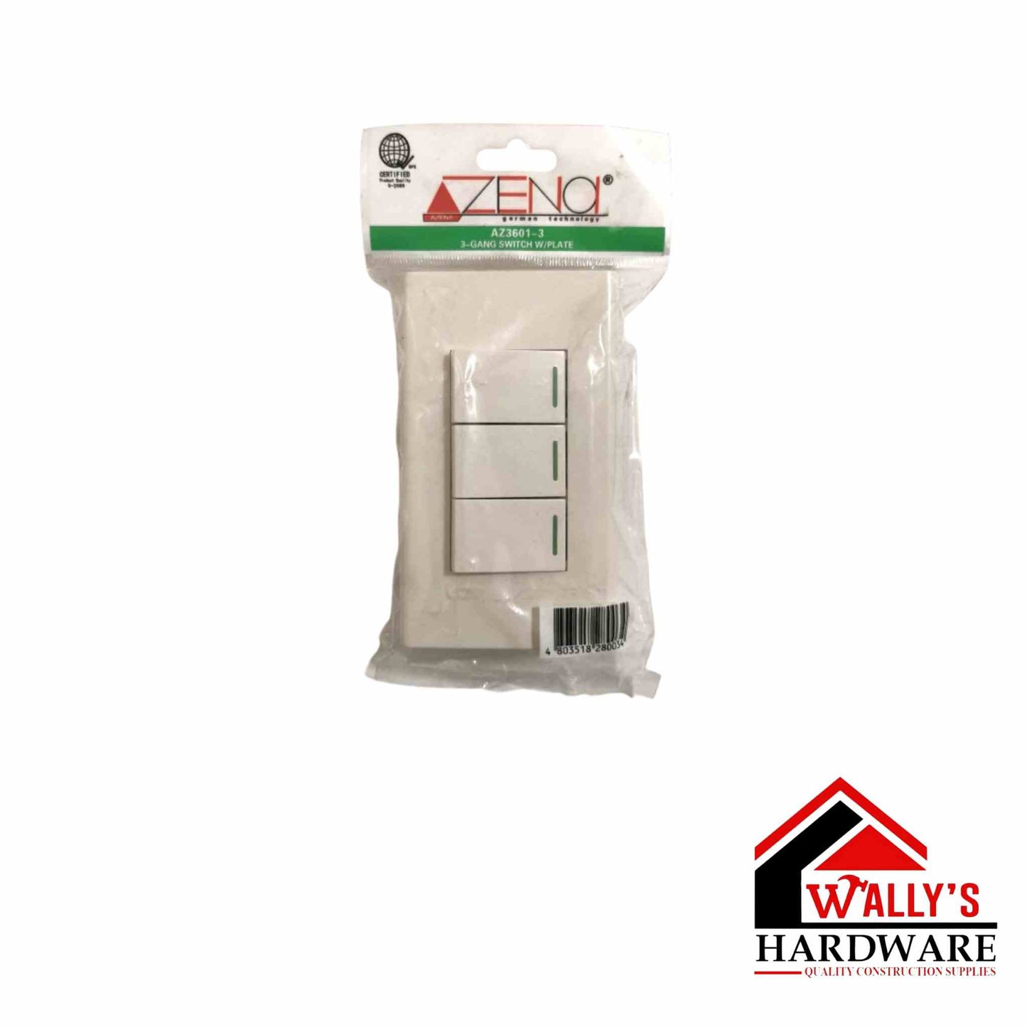 Azena 3 Gang 3 Way Switch With Plate X 10 PCS